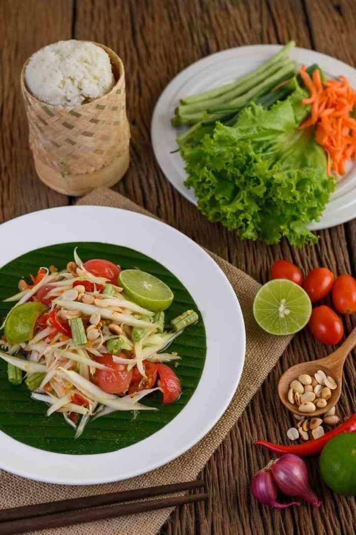 Fresh Vietnamese salad with local herbs from Da Nang market